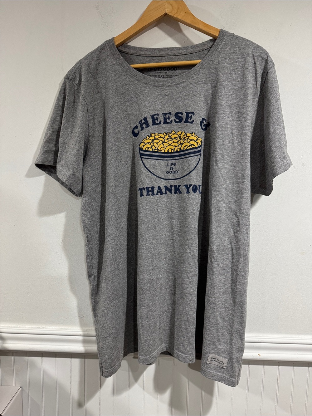 Life is Good shirt Gray Graphic Tee Cheese & Thank You xxl